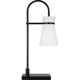Binx Task Table Lamp — 10 1/2", White Linen, Midnight Black