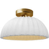 Bisque Brushed Brass Ceramic Pleated Dome Semi-Flush by Justice Design