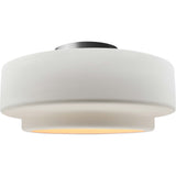 Bisque Brushed Nickel Ceramic Small Tier Semi-Flush by Justice Design