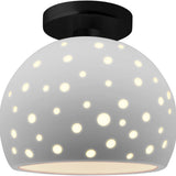 Bisque Matte Black Perforated Medium Globe Semi- Flush by Justice Design