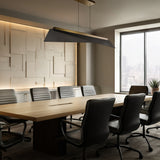 Black/Aged Brass Parasail 4CCT Linear Suspension by WAC Lighting in Conference Room