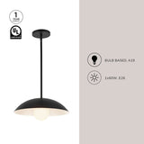 Black/Matte Opal Glass 6inch Umbra Pendant by Kuzco Lighting Light Source