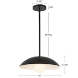 Black/Matte Opal Glass 6inch Umbra Pendant by Kuzco Lighting Dimensions