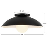 Black/Matte Opal Glass 6inch Umbra Semi-Flush Mount by Kuzco Lighting Dimensions