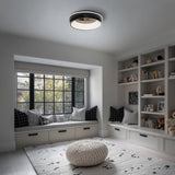 Black Chrome Ringwall 4CCT LED Flush Mount by WAC Lighting in Living Room