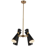 Blake Chandelier 4 Lights Matte Black Age Gold By Alora - Front View1