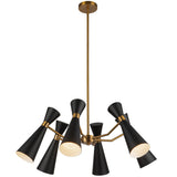 Blake Chandelier 6 Lights Matte Black Aged Gold By Alora - Front View1