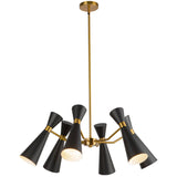 Blake Chandelier 6 Lights Matte Black Aged Gold By Alora - Front View