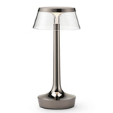 Bon Jour Unplugged Table Lamp By Flos, Finish: Black Chrome, Crown Style: Transparent, , | Casa Di Luce Lighting