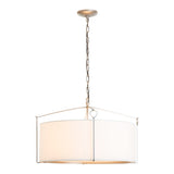 Bow Pendant Small, shown in Vintage Platinum, Natural Anna Shade, by Hubbardton Forge