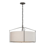 Bow Pendant Small in Oil Rubbed Bronze, Flax Shade by Hubbardton Forge
