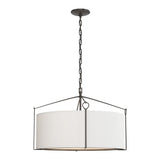 Bow Pendant Small in Oil Rubbed Bronze, Natural Anna Shade by Hubbardton Forge
