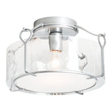 Bow Semi-Flush Mount Small, shown in Vintage Platinum, Water Glass, by Hubbardton Forge