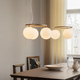 Brass/Opal 3 Lights Miira Circular Chandelier by Nuura in Dining Area