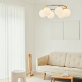 Brass/Opal 6 Lights Miira Circular Chandelier by Nuura in Living Room