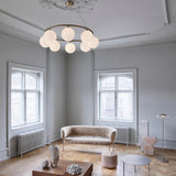 Brass/Opal 8 Lights Miira Circular Chandelier by Nuura in Living Room