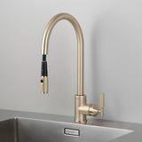 Brass Cross Kitchen Faucet-Pull-Out With Dual Spray by Buster and Punch