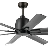 Breda 65” Outdoor Ceiling Fan Satin Black By Kichler - Detailed View