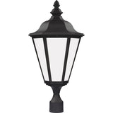 Brentwood Post Lantern — Black with Smooth White Glass