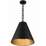 Brian Patrick Flynn For Crystorama Alston 3 Light Chandelier Matte Black Antique Gold By Crystorama Down View