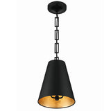 Brian Patrick Flynn for Crystorama Alston 2 Light Mini Pendant Matte Black Antique Gold By Crystorama - Side View