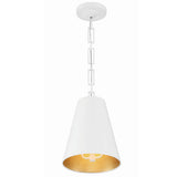 Brian Patrick Flynn for Crystorama Alston 2 Light Mini Pendant Matte White Antique Gold By Crystorama - Side View