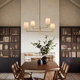 Bridgette Chandelier Brushed Gold White Line By Alora - Lifestyle View