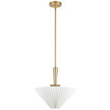 Bridgette Pendant Light Brushed Gold Folded White By Alora - Front View1