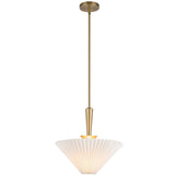 Bridgette Pendant Light Brushed Gold Folded White By Alora - Front View