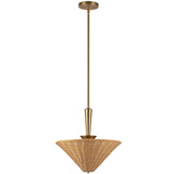 Bridgette Pendant Light Brushed Gold Rattan By Alora - Front View