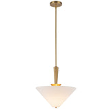 Bridgette Pendant Light Brushed Gold White Linen By Alora - Front View