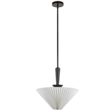 Bridgette Pendant Light Matte Black Folded White By Alora - Front View