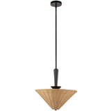 Bridgette Pendant Light Matte Black Rattan By Alora - Front View