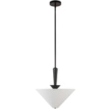 Bridgette Pendant Light Matte Black White Linen By Alora - Front View1