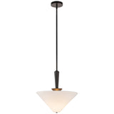 Bridgette Pendant Light Matte Black White Linen By Alora - Front View