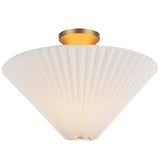 Bridgette Semi Flush Mount Brushed Gold Folded White By Alora - Front View