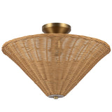 Bridgette Semi Flush Mount Brushed Gold Rattan By Alora - Front View