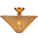 Bridgette Semi Flush Mount Brushed Gold Rattan By Alora