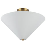 Bridgette Semi Flush Mount Brushed Gold White Linen By Alora - Front View1