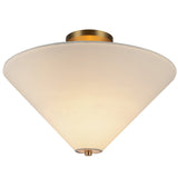Bridgette Semi Flush Mount Brushed Gold White Linen By Alora - Front View