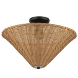 Bridgette Semi Flush Mount Matte Black Rattan By Alora - Front View