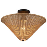 Bridgette Semi Flush Mount Matte Black Rattan By Alora - With Light