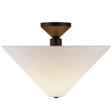 Bridgette Semi Flush Mount Matte Black White Linen By Alora