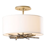 Brindille Semi-Flush Mount, shown in Bronze, Natural Anna Shade, by Hubbardton Forge