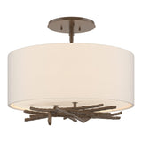 Brindille Semi-Flush Mount in Bronze, Flax Shade by Hubbardton Forge