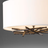 Brindille Semi-Flush Mount detail in Bronze, Natural Anna Shade, by Hubbardton Forge