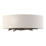 Brindille Wall Sconce in Dark Smoke, Flax Shade by Hubbardton Forge