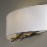 Brindille Wall Sconce detail in Dark Smoke, Natural Anna Shade, by Hubbardton Forge