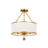 Broche Drum Semi-Flush Mount 14'' Antique Gold