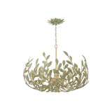 Broche Leaf Crown Chandelier 27'' Champagne Green Tea